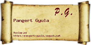 Pangert Gyula névjegykártya
